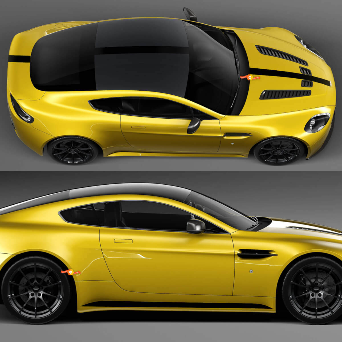 Ganzkörper-Vinyl-Aufkleber für Aston Martin V8 Vantage Coupe F1, gestreift, für Motorhaube, Dach, Kofferraum
