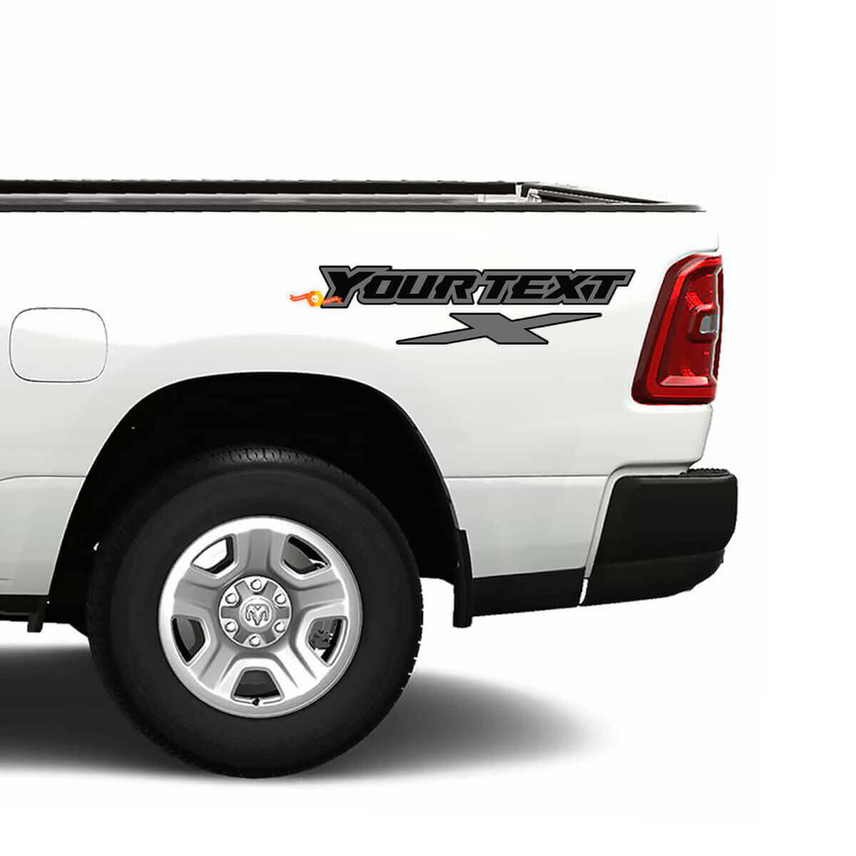 Benutzerdefiniertes Text X Logo Heckseiten-Vinylaufkleberset für Dodge Ram 1500