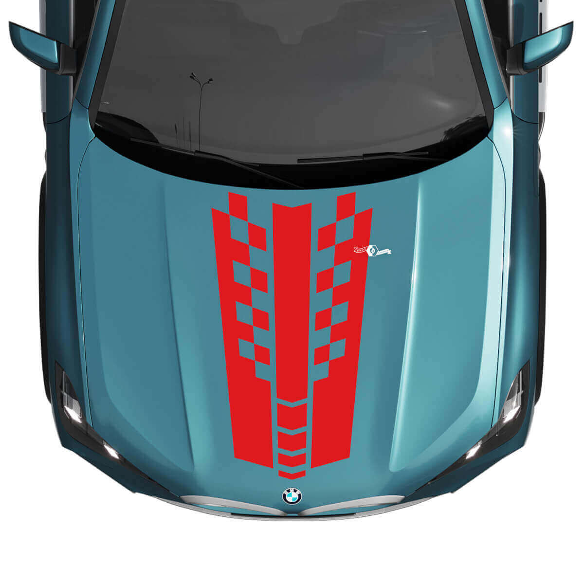 BMW X5 G05 Motorhaubenaufkleber mit karierten Streifen – Vinyl M Performance
