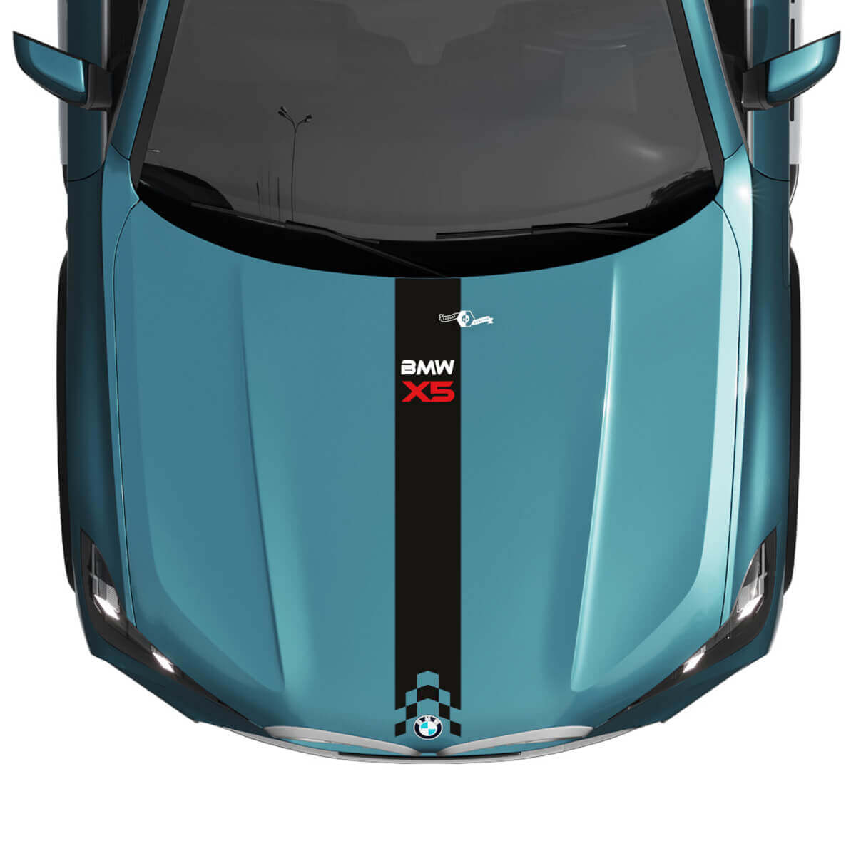 BMW X5 G05 Kapuzenaufkleber mit Farbverlaufsstreifen, Vinyl-Aufkleber 2
