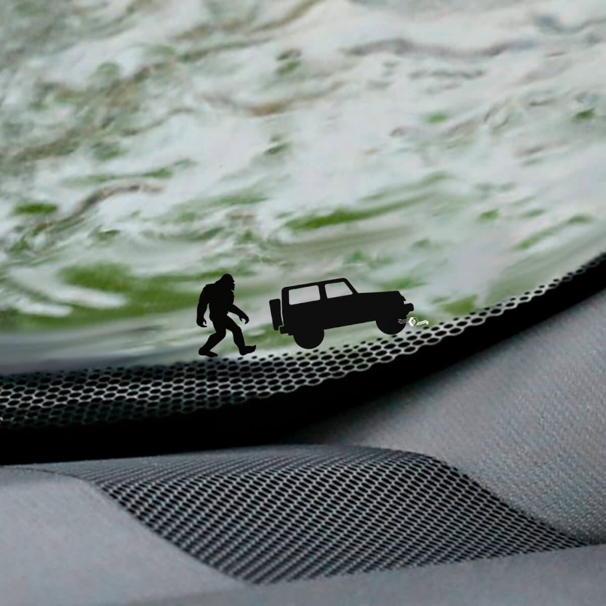 Yeti Bigfoot Jeep Wrangler Windschutzscheiben-Osterei-Eckaufkleber – individuelle Vinyl-Grafik
