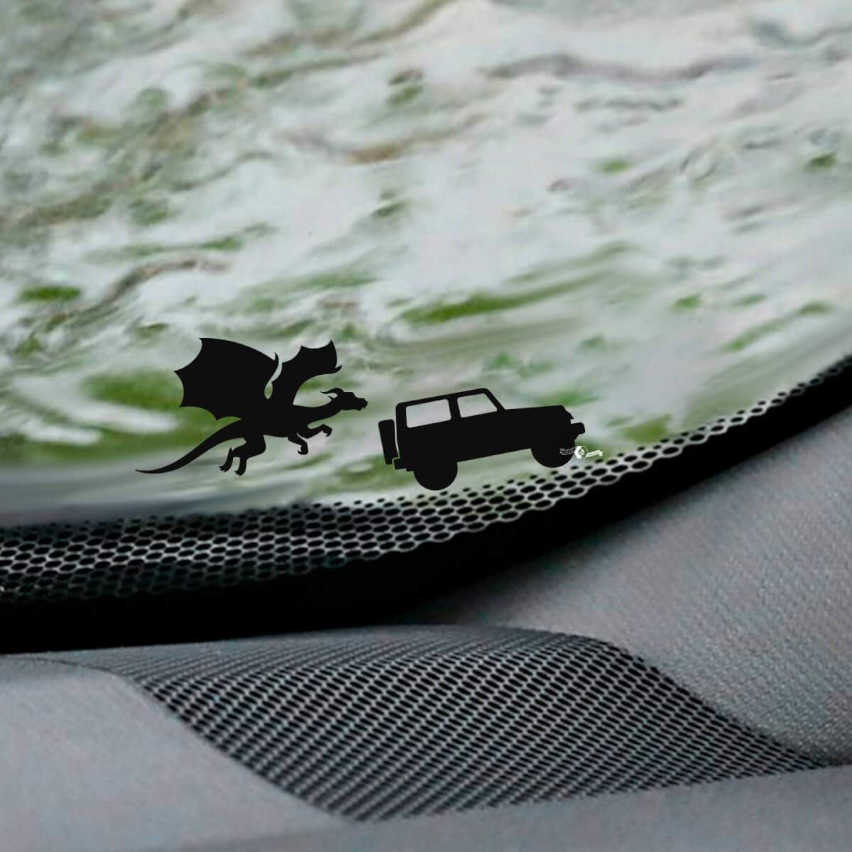 Dragon Jeep Wrangler Windschutzscheiben-Osterei-Eckaufkleber – individuelle Vinyl-Grafik
