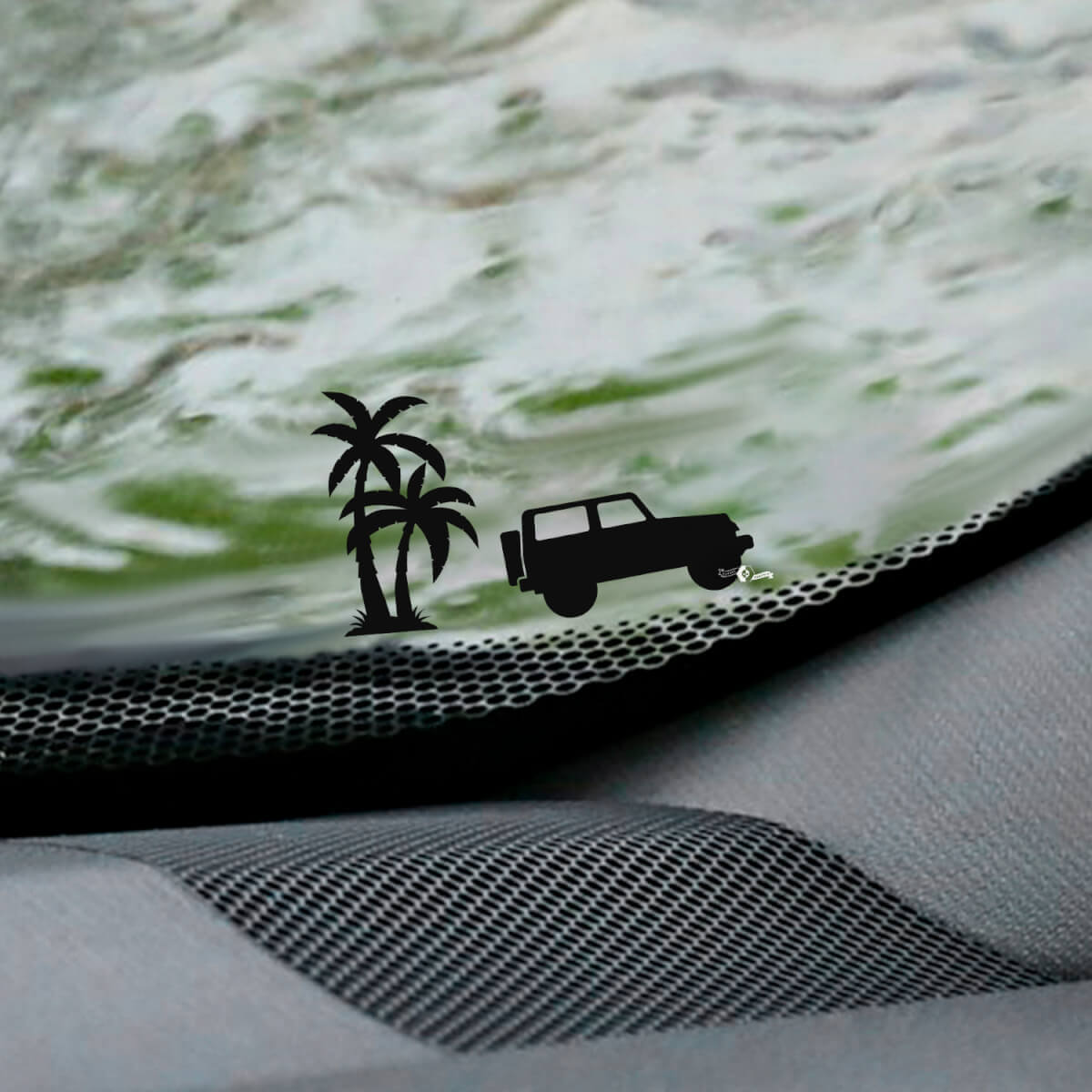 Palm Trees Windschutzscheiben-Ecke Easter Egg Vinyl-Aufkleber-Set für Jeep Wrangler