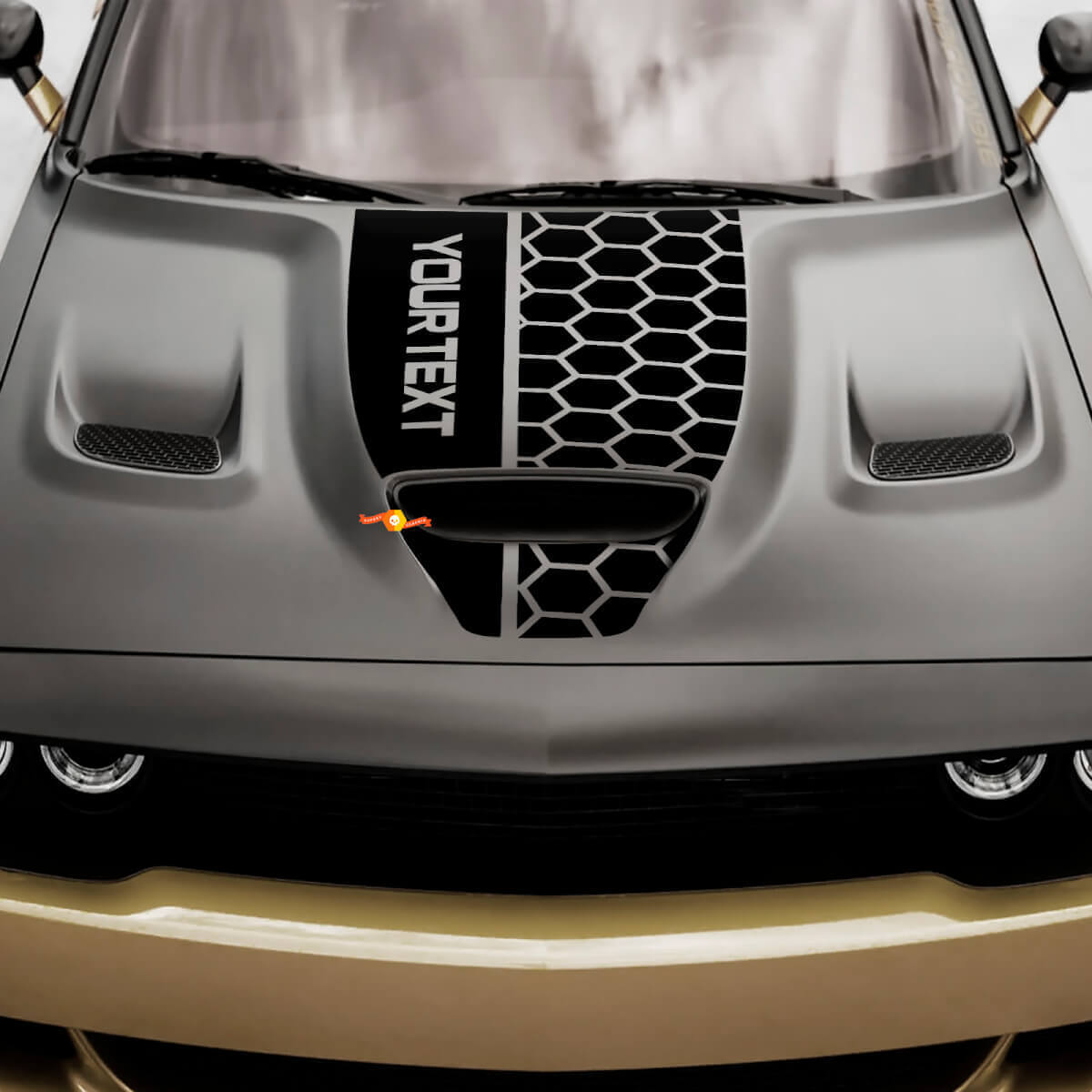Benutzerdefinierter Wabenstil Motorhauben-Vinylaufkleber für Dodge Challenger oder Charger
