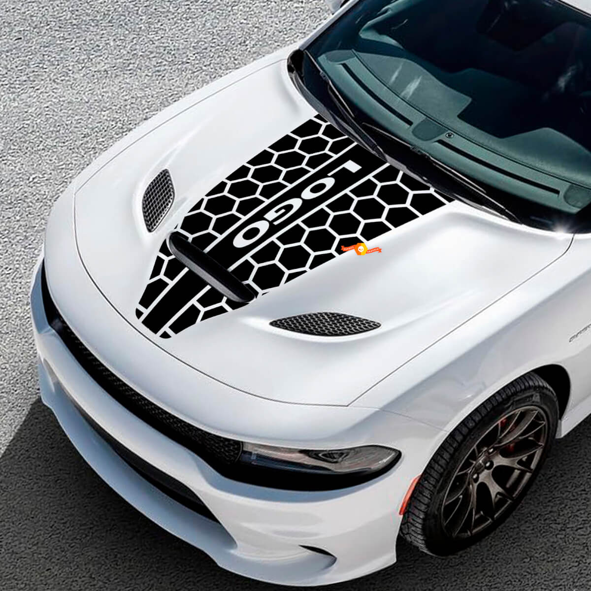 Benutzerdefinierte Honigwaben-Stil Motorhaubenstreifen Vinylaufkleber für Dodge Challenger oder Charger