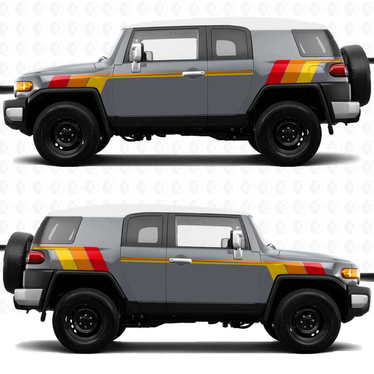 Seitenaufkleber mit Vintage-Retro-Heritage-Streifen – passend für Toyota FJ Cruiser
