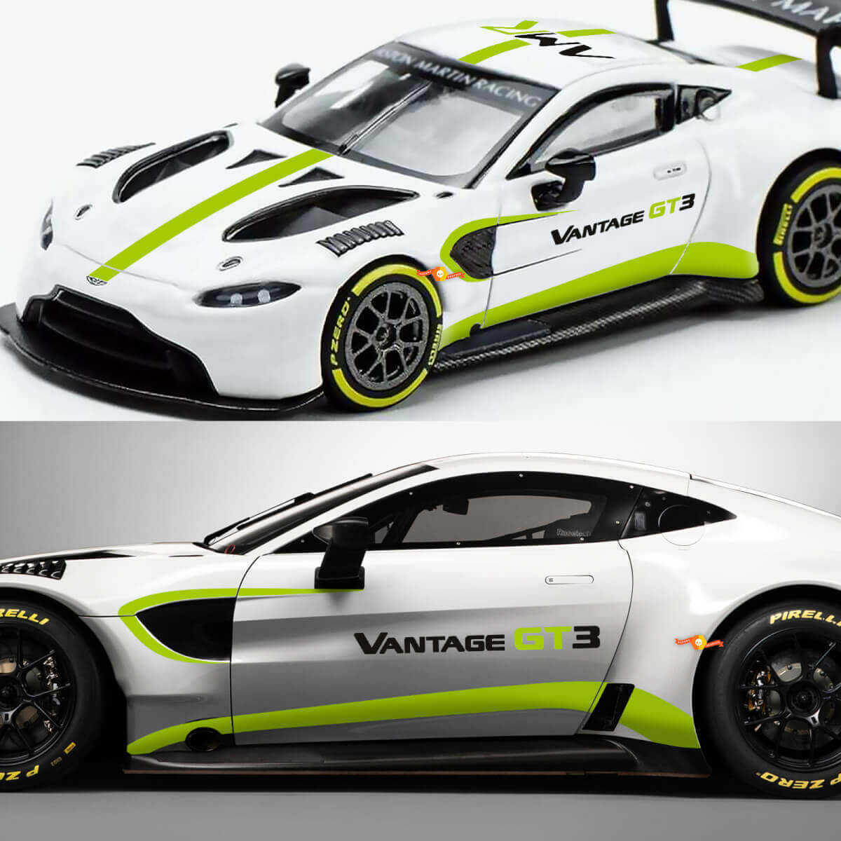 Vantage Logo & Full Kit Streifen Vinylaufkleber für Aston Martin Vantage GT3