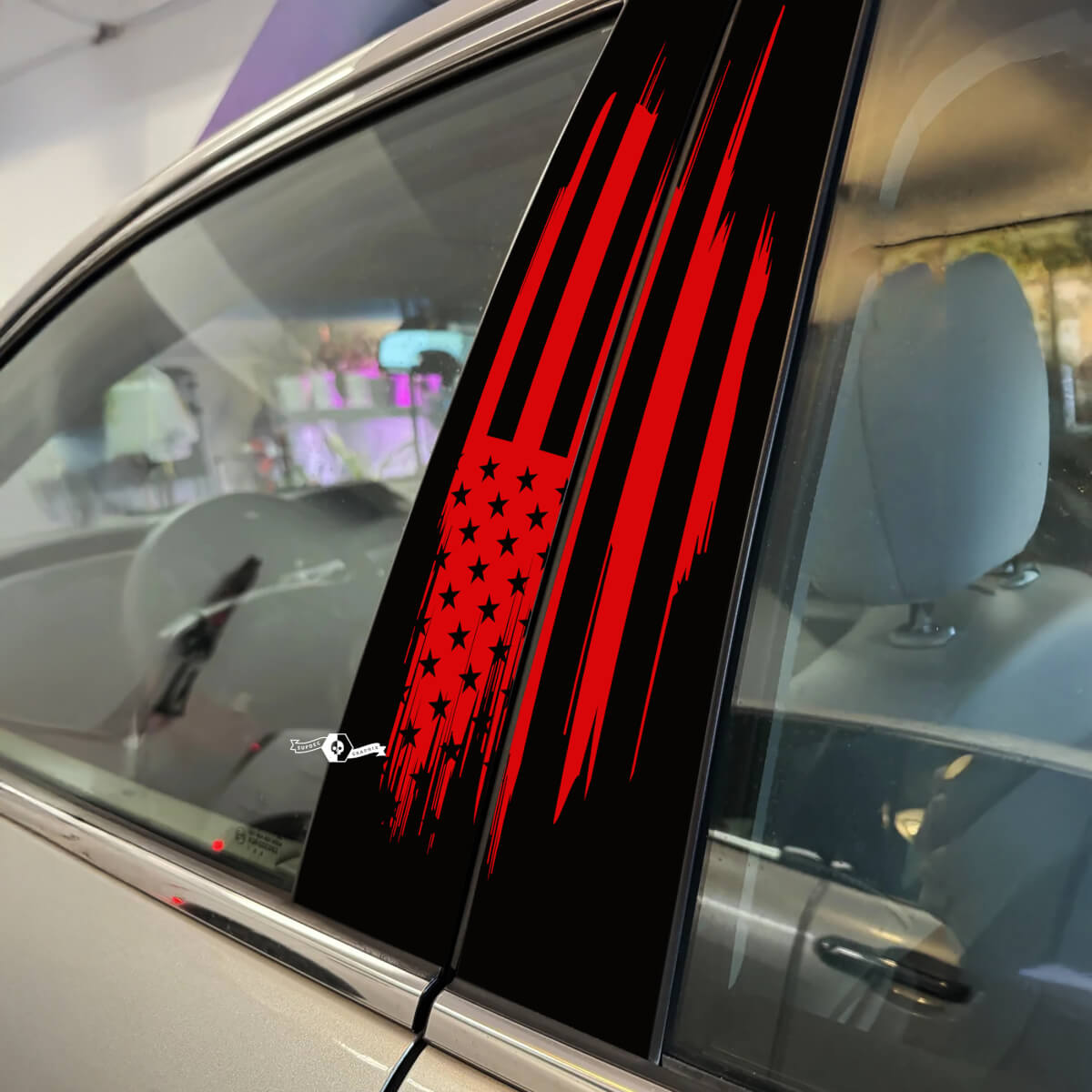 US USA-Flagge, amerikanische Flagge, patriotischer Stil, Säulentüren, Auto-Aufkleber, Vinyl-Aufkleber
