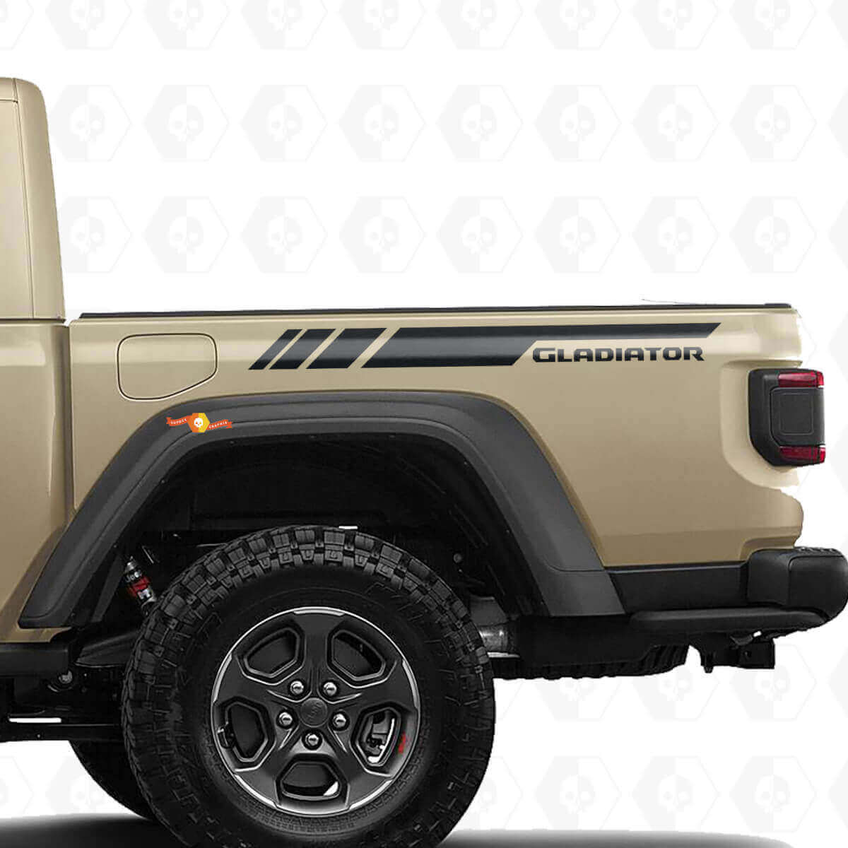 Markiertes Heckseiten-Streifen Vinyl-Aufkleber-Set für Jeep Gladiator