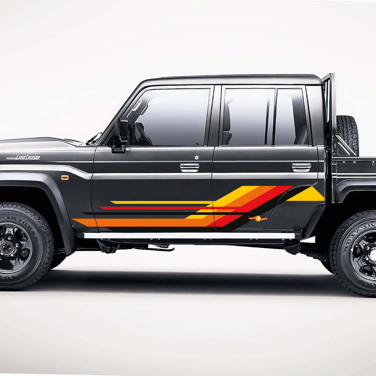 Retro Geometrische Türseiten-Streifen Vinyl-Aufkleber-Set für Toyota Land Cruiser