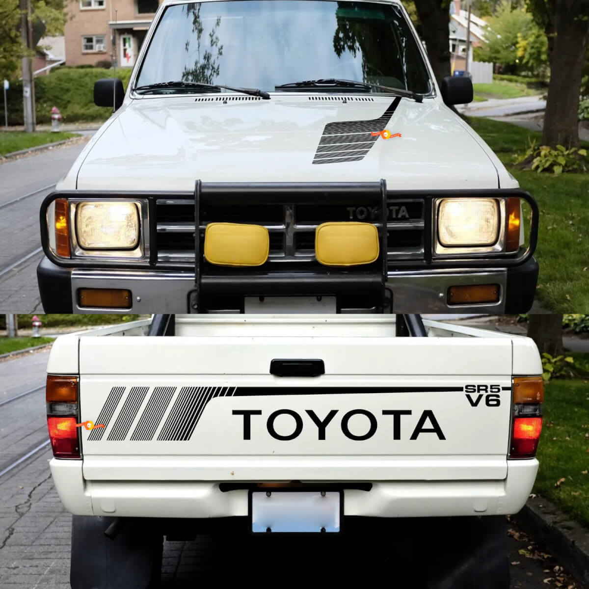 Toyota Pickup SR5 V6 Vinyl-Aufkleber für Heckklappe und Motorhaube 1
