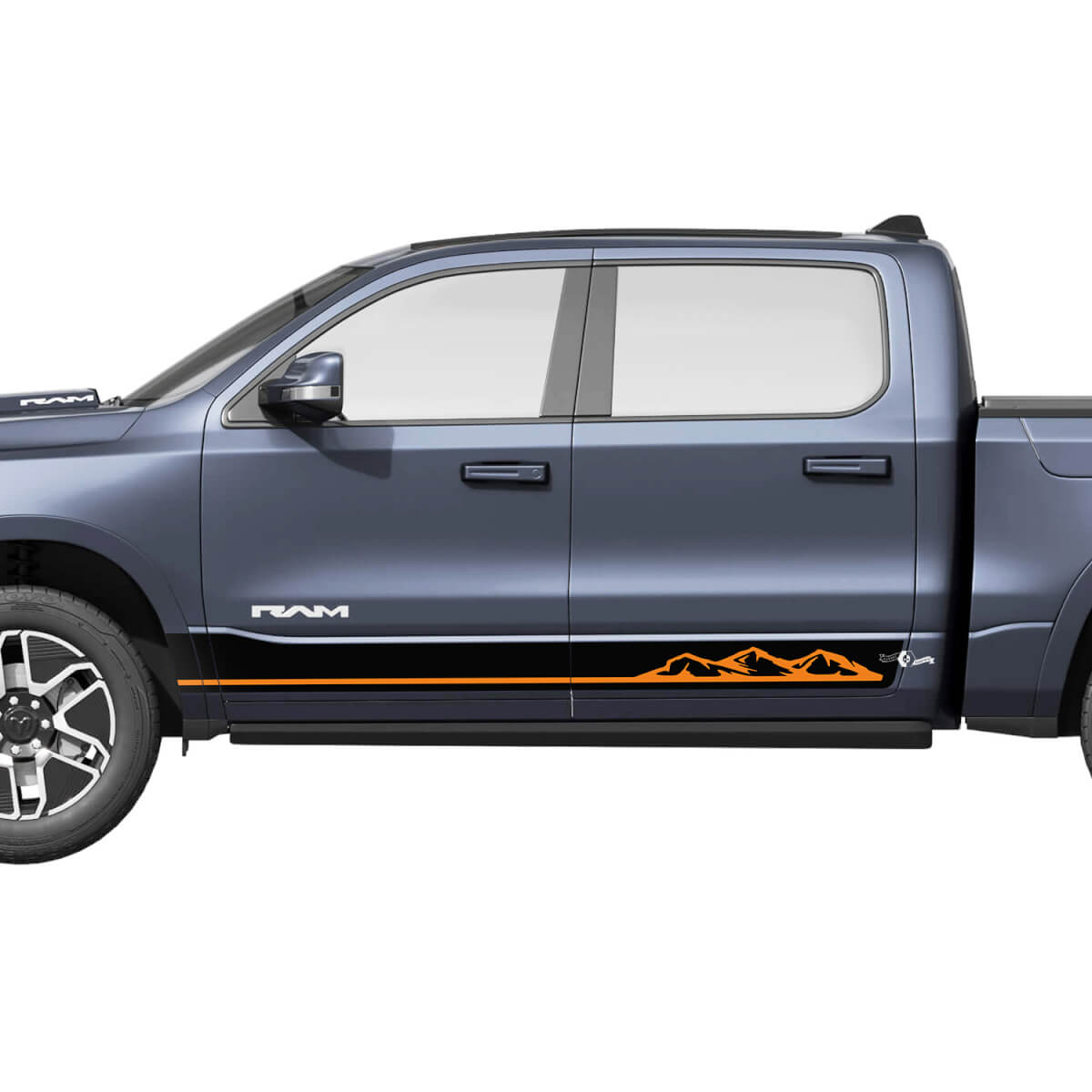 Side Rocker Panel Stripes Mountains für Dodge RAM 1500 REV Vinyl Aufkleber Aufkleber Grafiken
