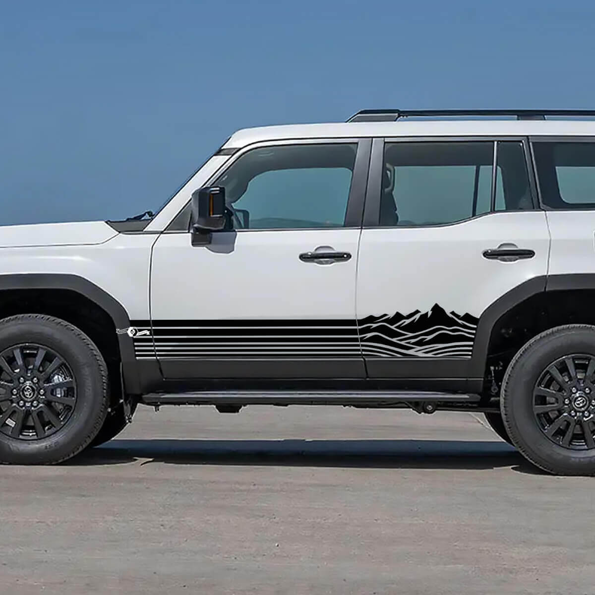 Toyota Land Cruiser Side Rocker Panel Berge Streifen Aufkleber Vinyl Grafik Aufkleber 2
