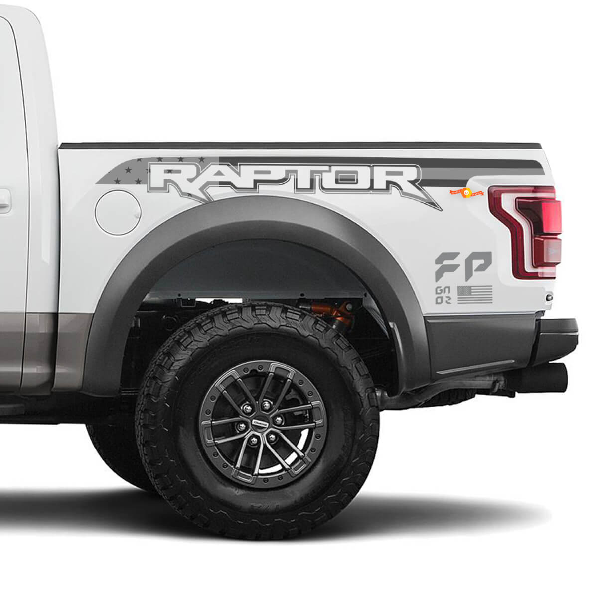 Ford Raptor F150 FP Vinyl-Aufkleber für hinteres Viertel mit US-Flagge

