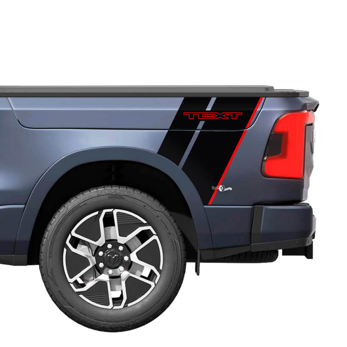 Doppelter hinterer Kotflügelstreifen Vinylaufkleber für Dodge Ram 1500 REV