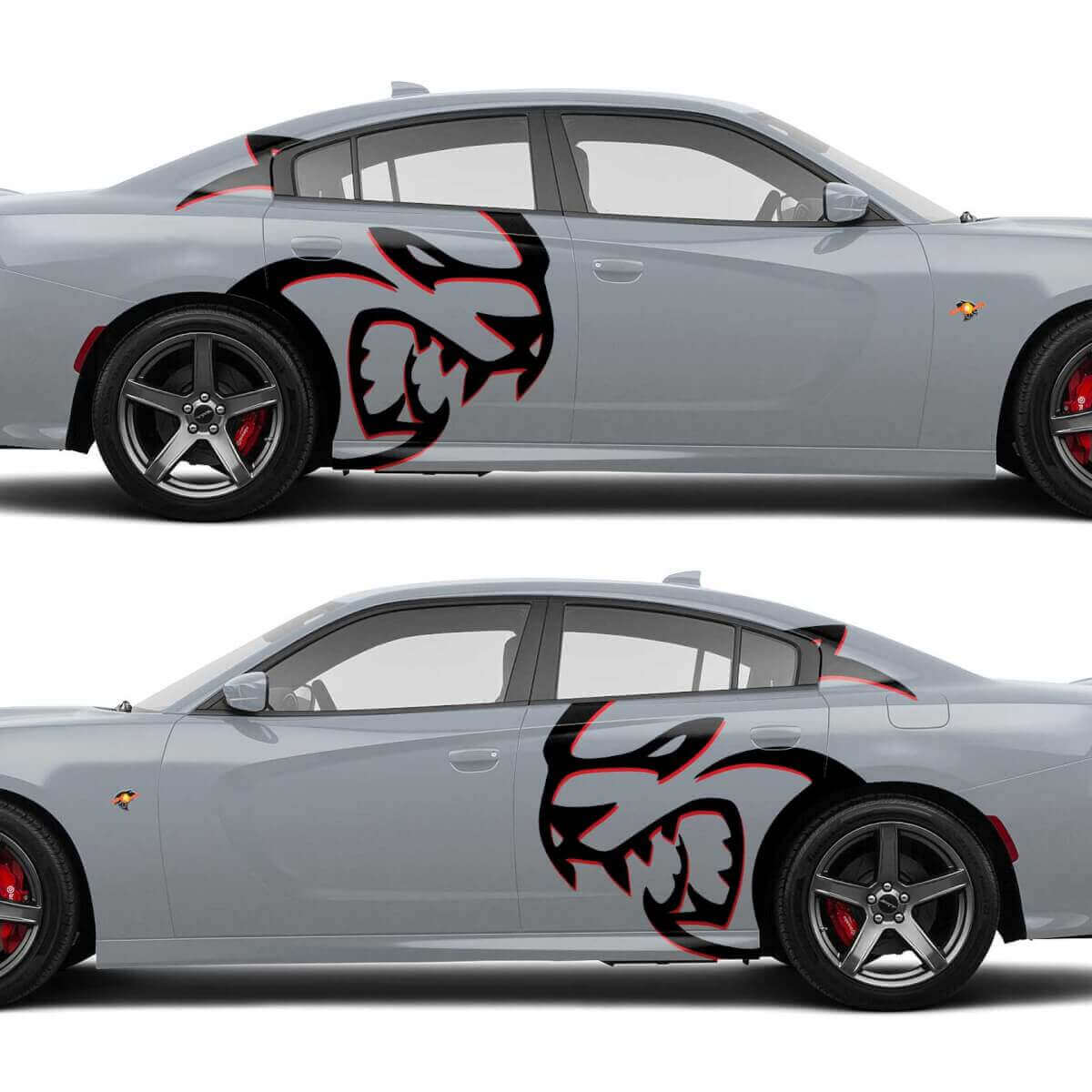 Riesige zweifarbige Hellcat-Seitenaufkleber für Dodge Challenger oder Charger

