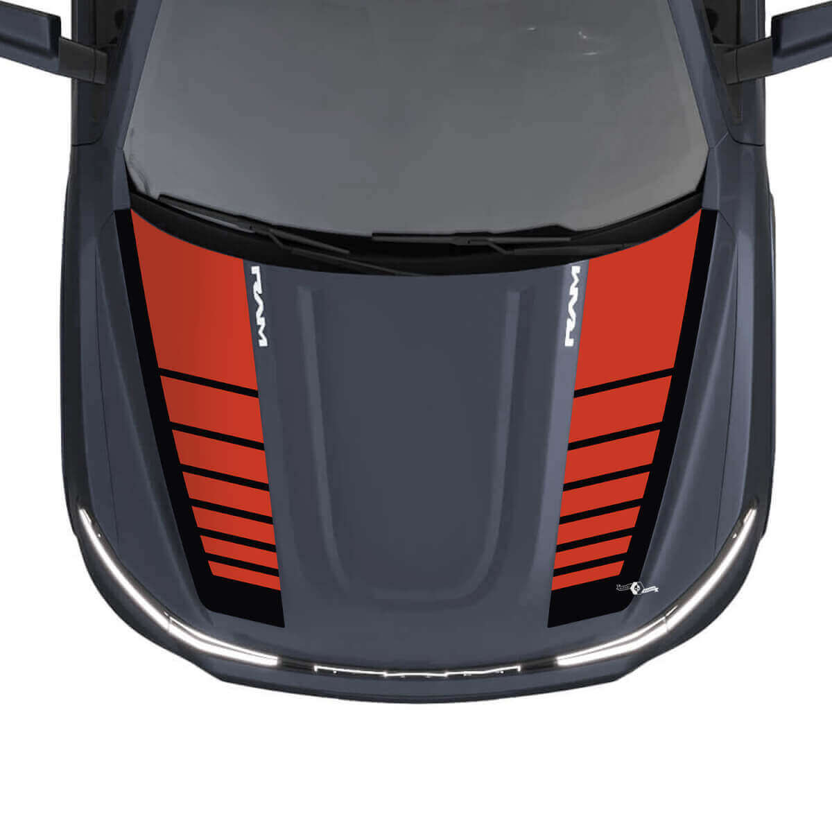 Motorhauben-Streifen Vinyl-Aufkleber Aufkleber Grafiken für Dodge Ram 1500 REV