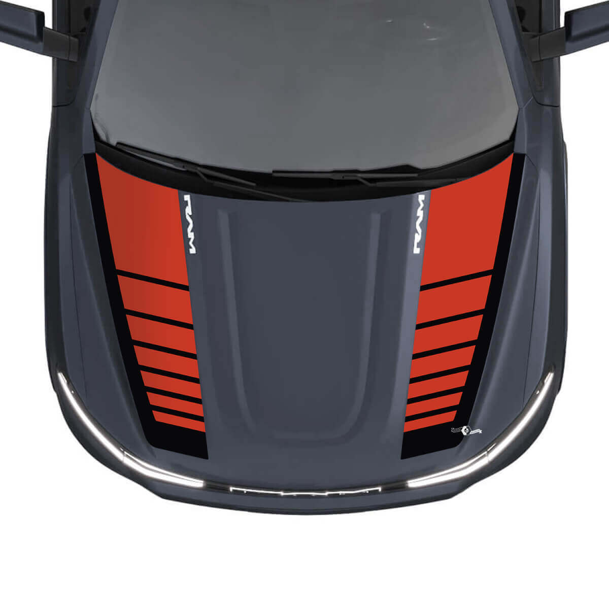 Motorhaubenstreifen für Dodge RAM 1500 REV, Vinyl-Aufkleber, Grafiken 2
