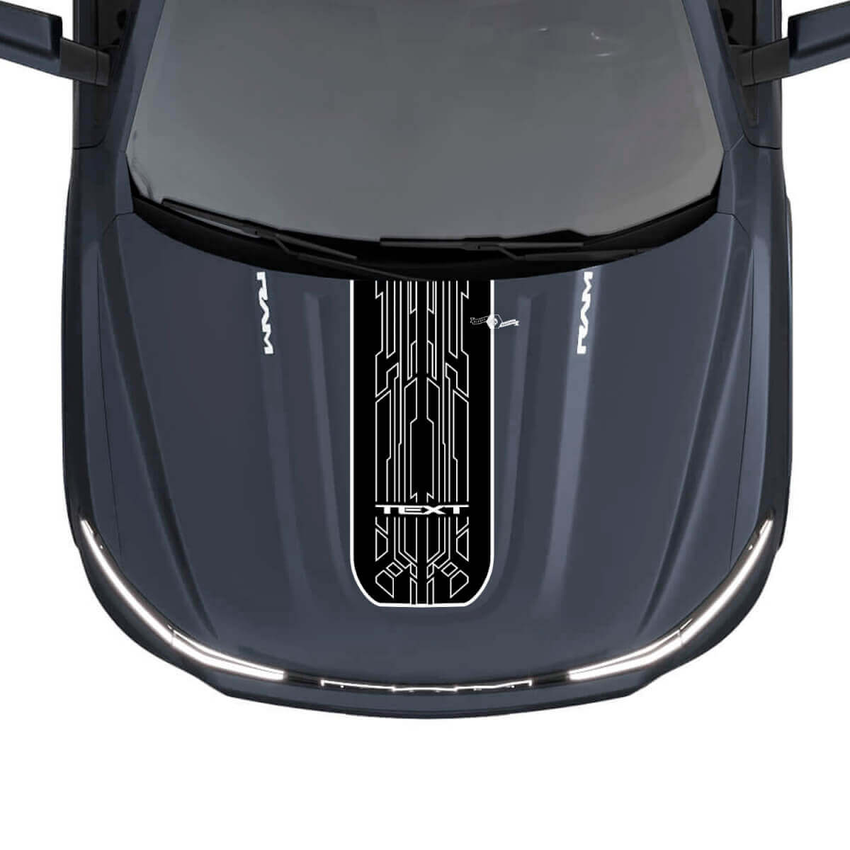 Individuell gestalteter Techno-Streifen-Dekoraufkleber für Motorhaube für Dodge Ram 1500 REV