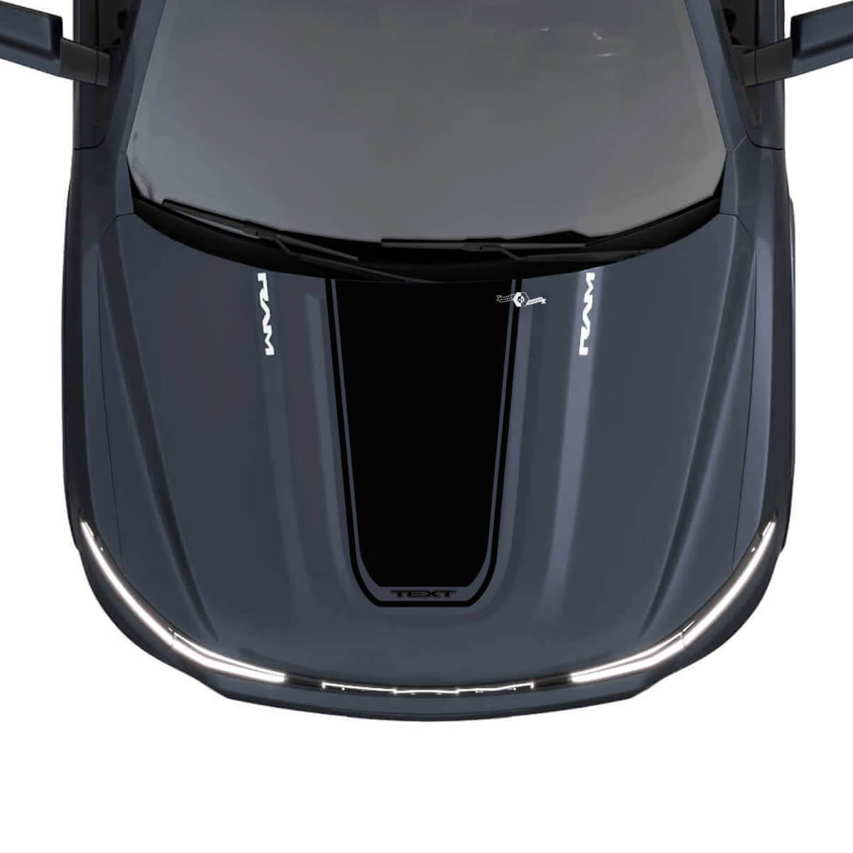 Blackout Custom Motorhauben-Streifen Vinyl-Aufkleber für Dodge Ram 1500 REV