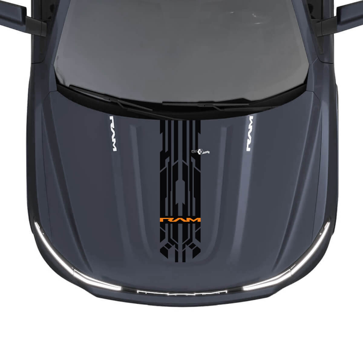Hood Central Modern Stripes für Dodge RAM 1500 REV Vinyl Aufkleber Aufkleber Grafiken

