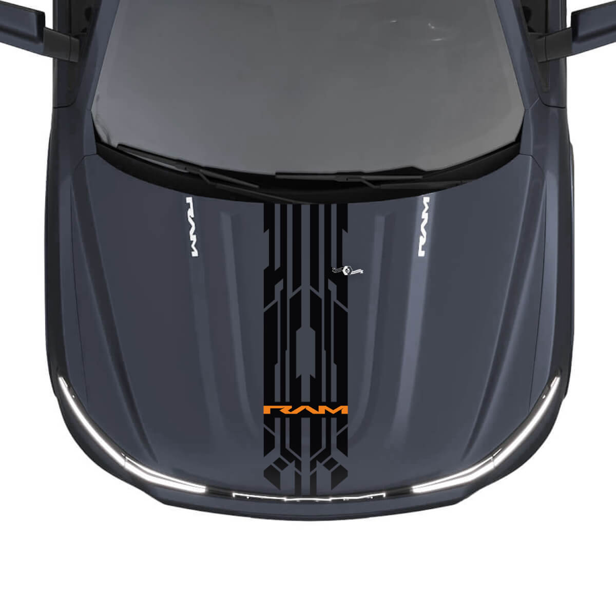 Hood Central Modern Stripes für Dodge RAM 1500 REV Vinyl Aufkleber Aufkleber Grafiken
