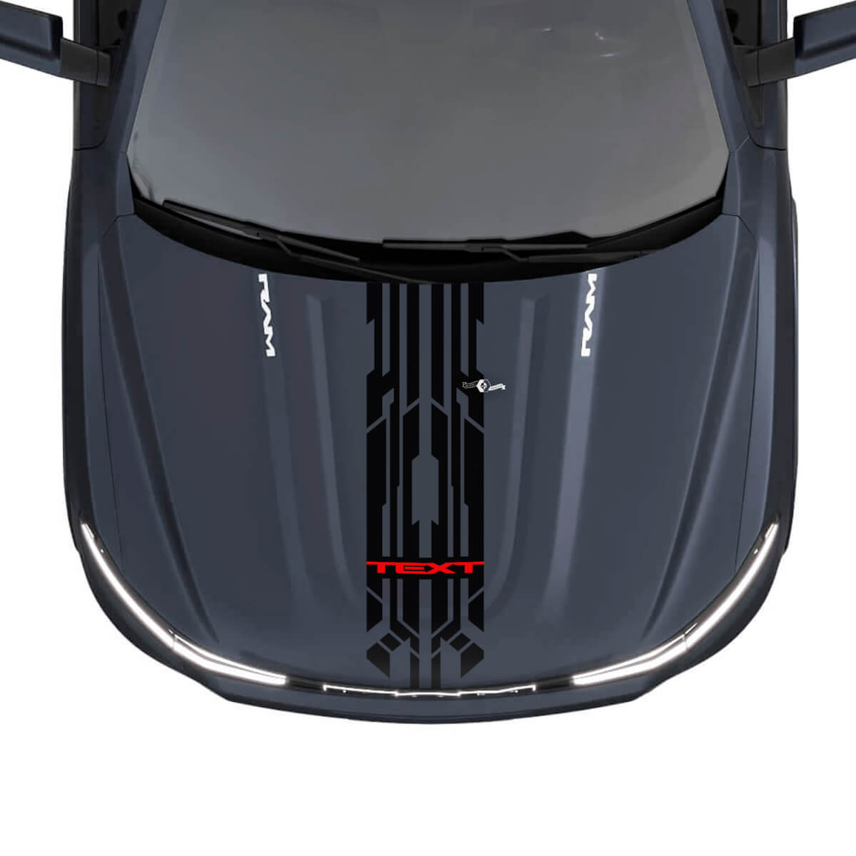Techno Style Custom Motorhaube Lange Streifen Vinylaufkleber für Dodge Ram 1500 REV