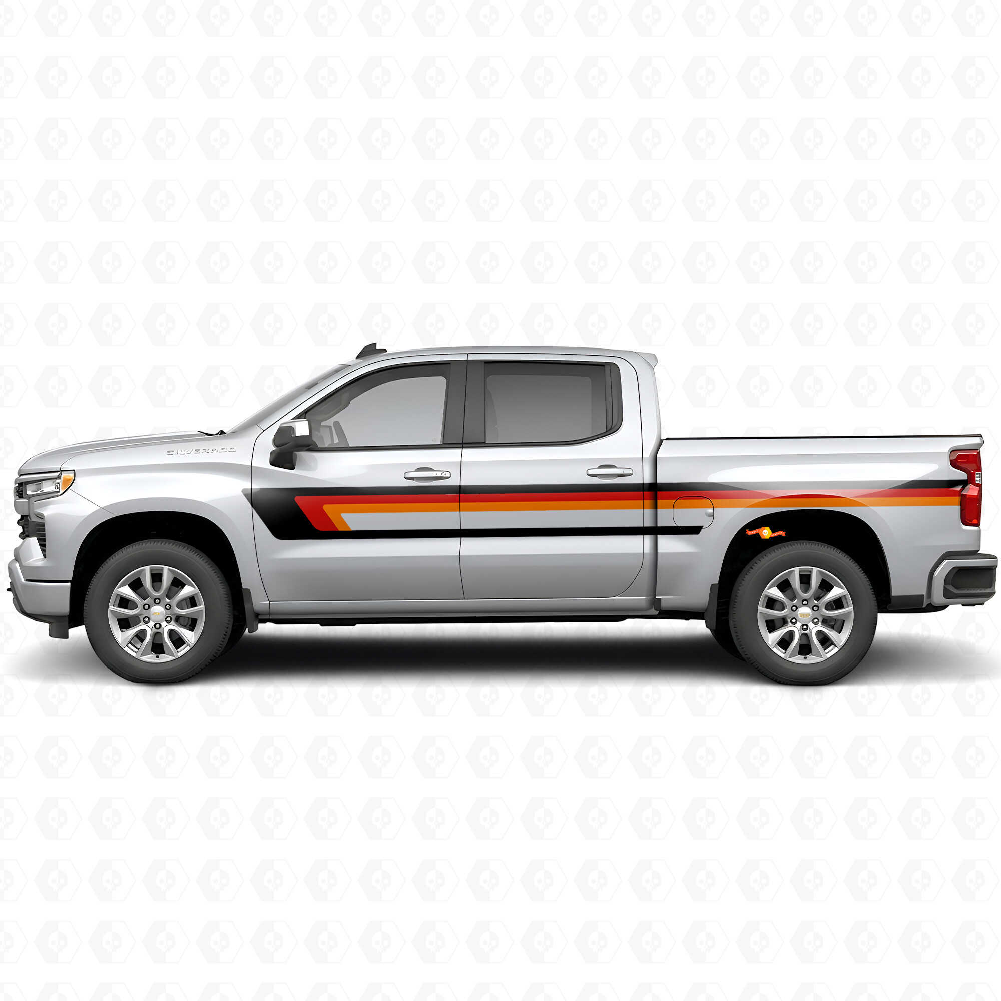 Retro obere Gurtlinie Tür- und Seitenwand Vinyl-Streifen für Chevrolet Silverado 1500 T1XX 2019-2026