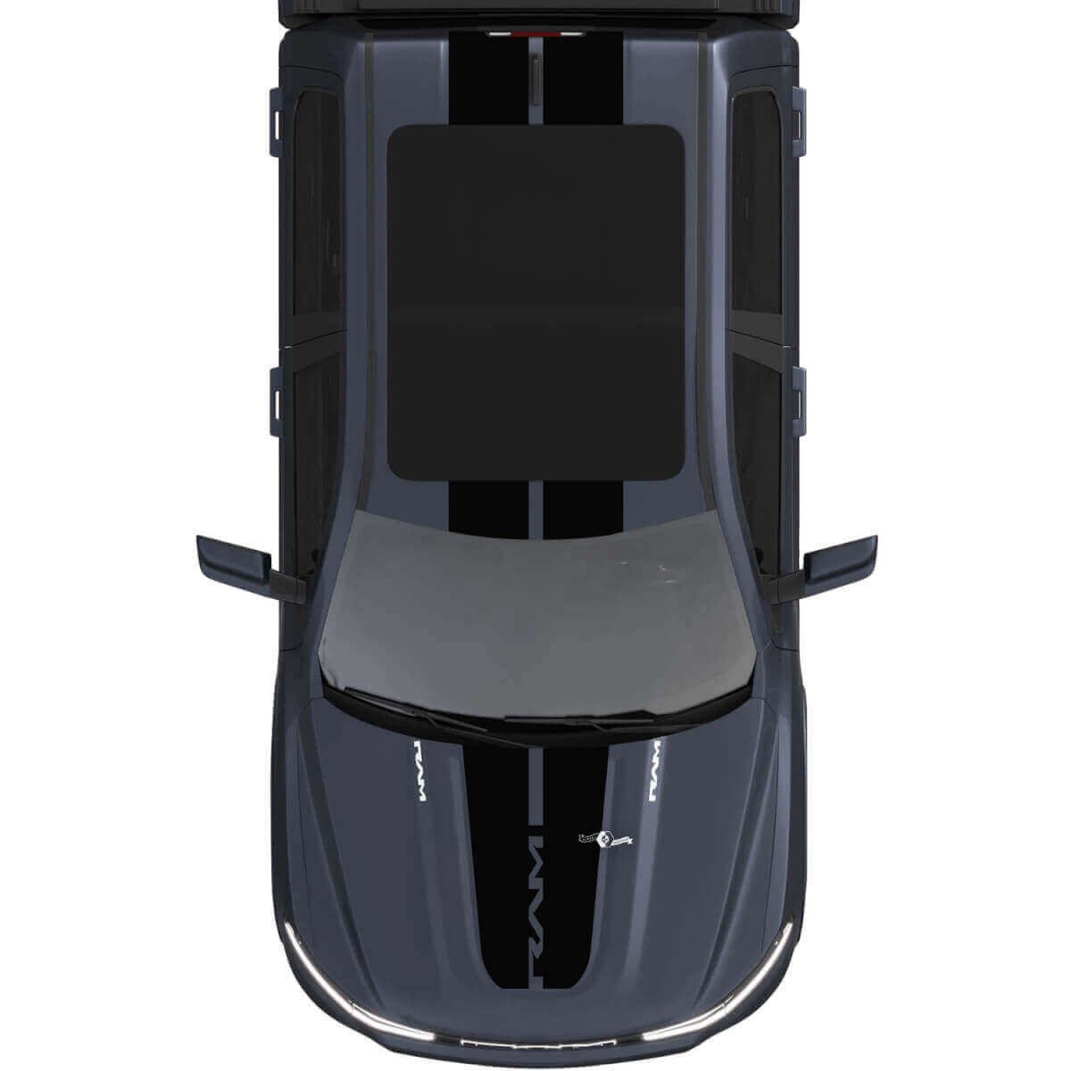 Motorhauben- und Dach-Duale Zentralstreifen Vinylaufkleber Sticker Grafiken 2 für Dodge Ram 1500 REV