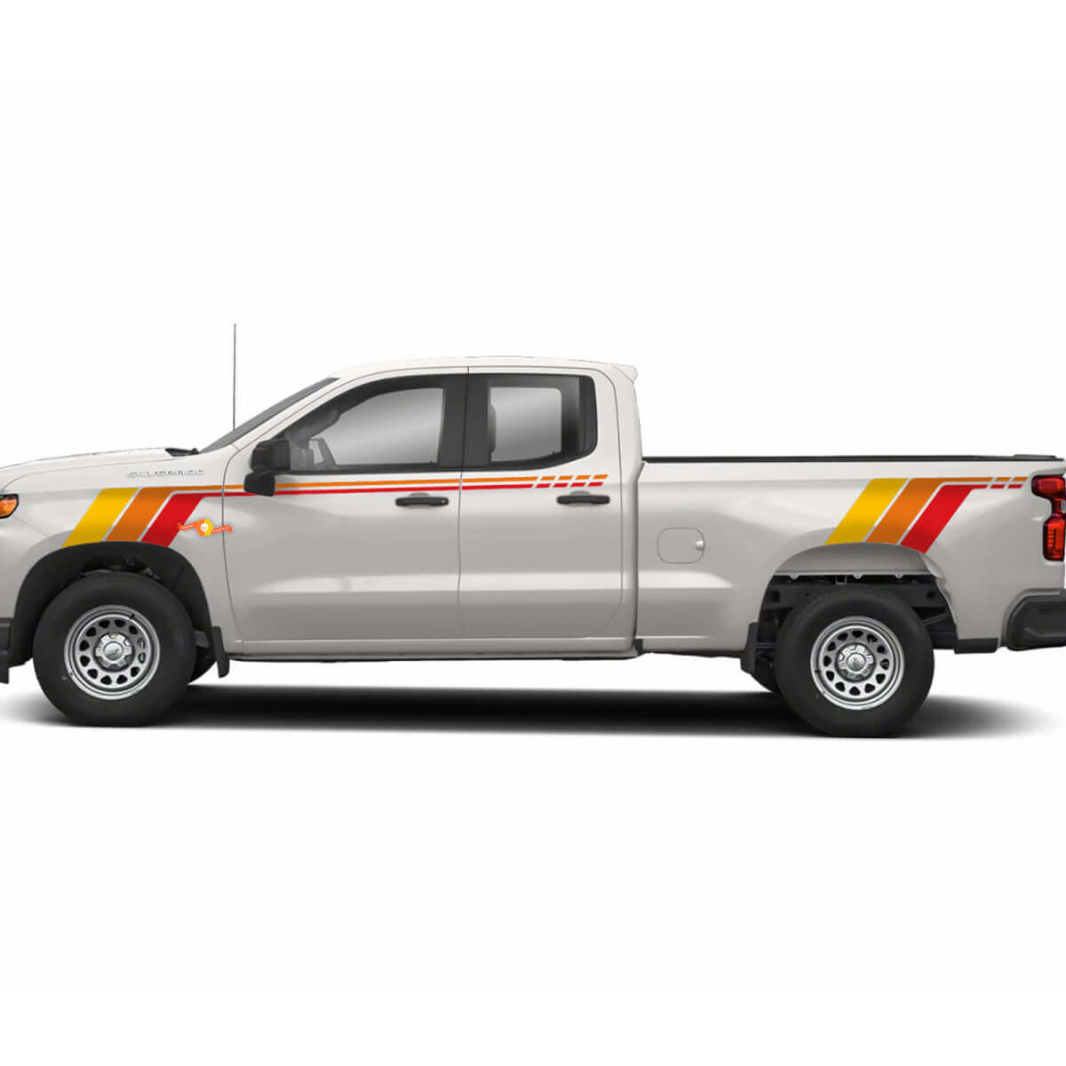 Vintage-Stil Seitenhauben-Hecktürstreifen Vinyl-Aufkleber-Set für Chevrolet Silverado