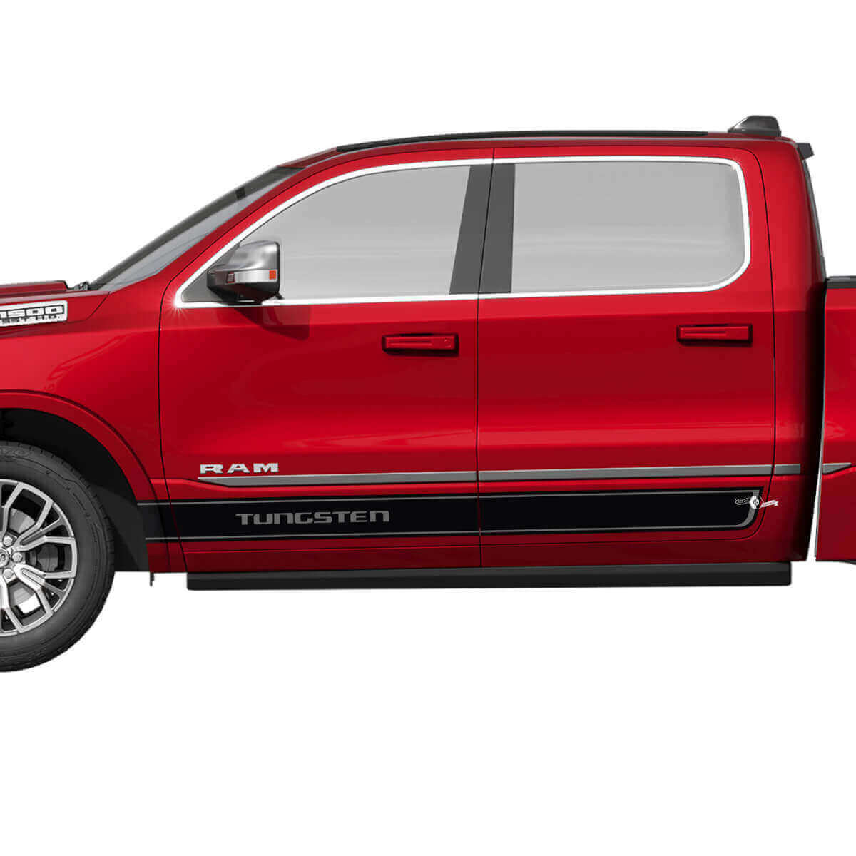 Tungsten Buchstaben Streifen Seiten Vinyl Aufkleber Set für Dodge Ram 1500 Tungsten