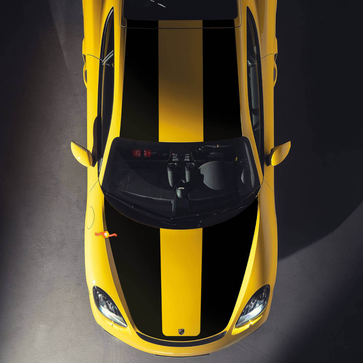 Racing Doppelter Hauben- und Dachstreifen Vinyl-Aufkleber-Set für Porsche Cayman GT4