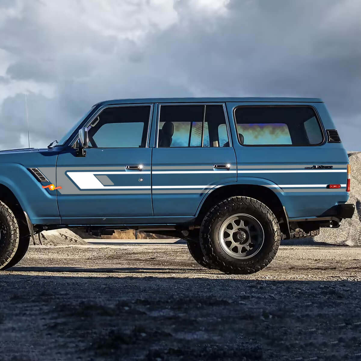 Retro Stripes Seitentüren Vinyl -Aufkleber Aufkleber für 1988 Toyota Land Cruiser
