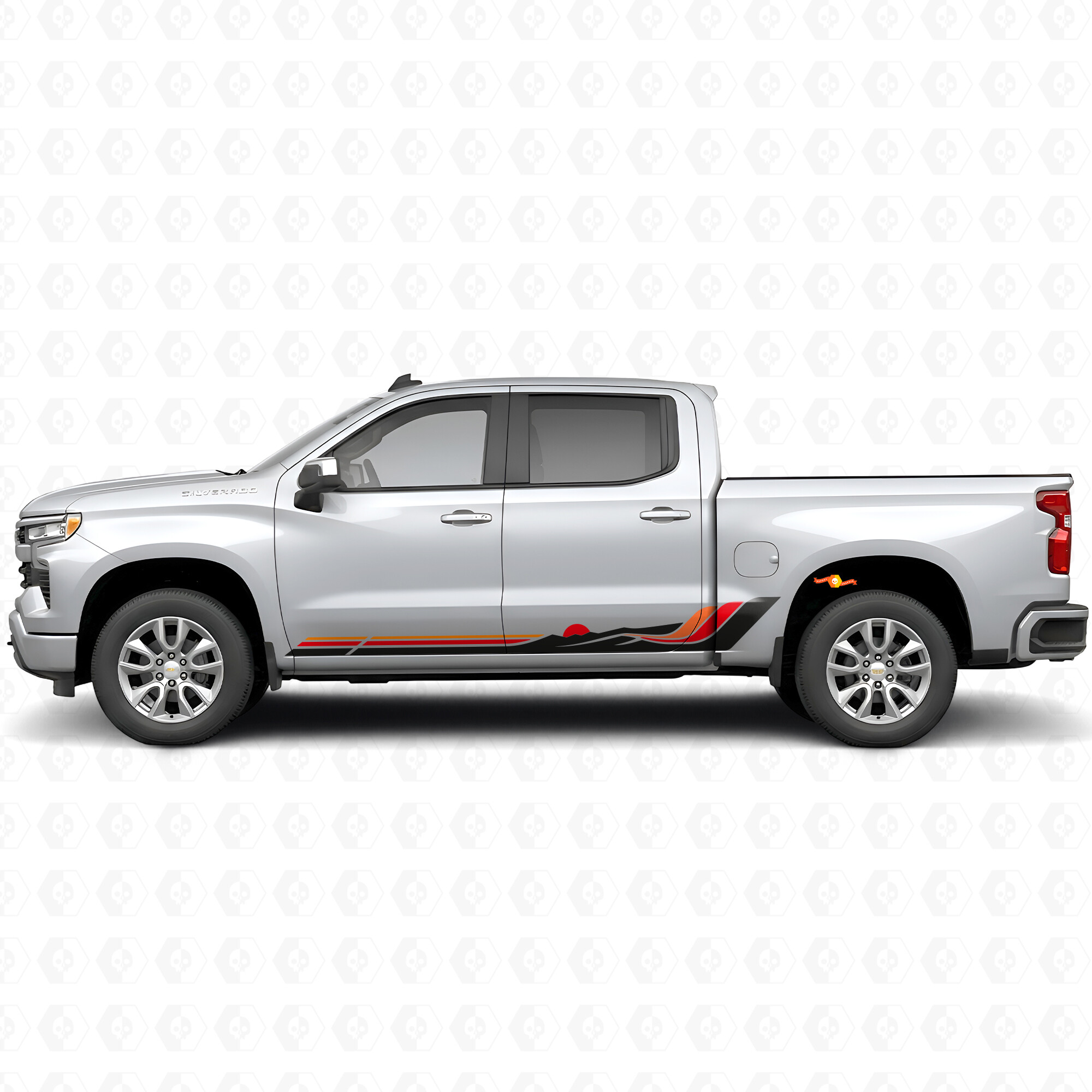 Retro Mountain Wave Tür- & Schweller-Folienstreifen für Chevrolet Silverado 1500 T1XX 2019-2026