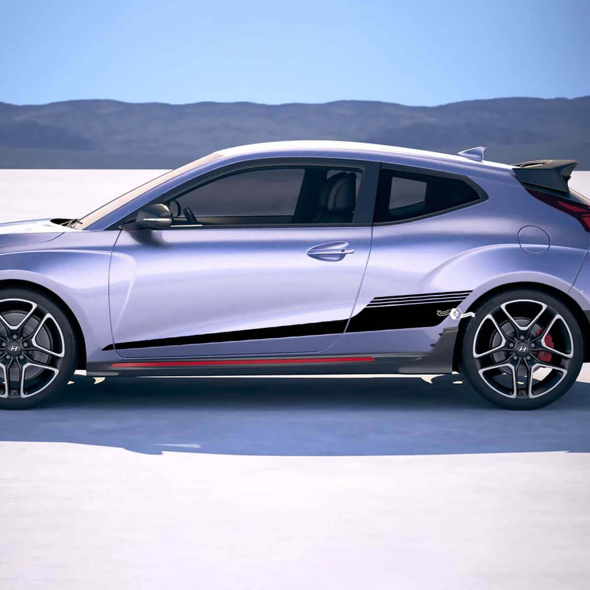 2x Türseiten -Strobe -Rennstreifen Vinylaufkleber Aufkleber Aufkleber Passform für Hyundai Veloster
