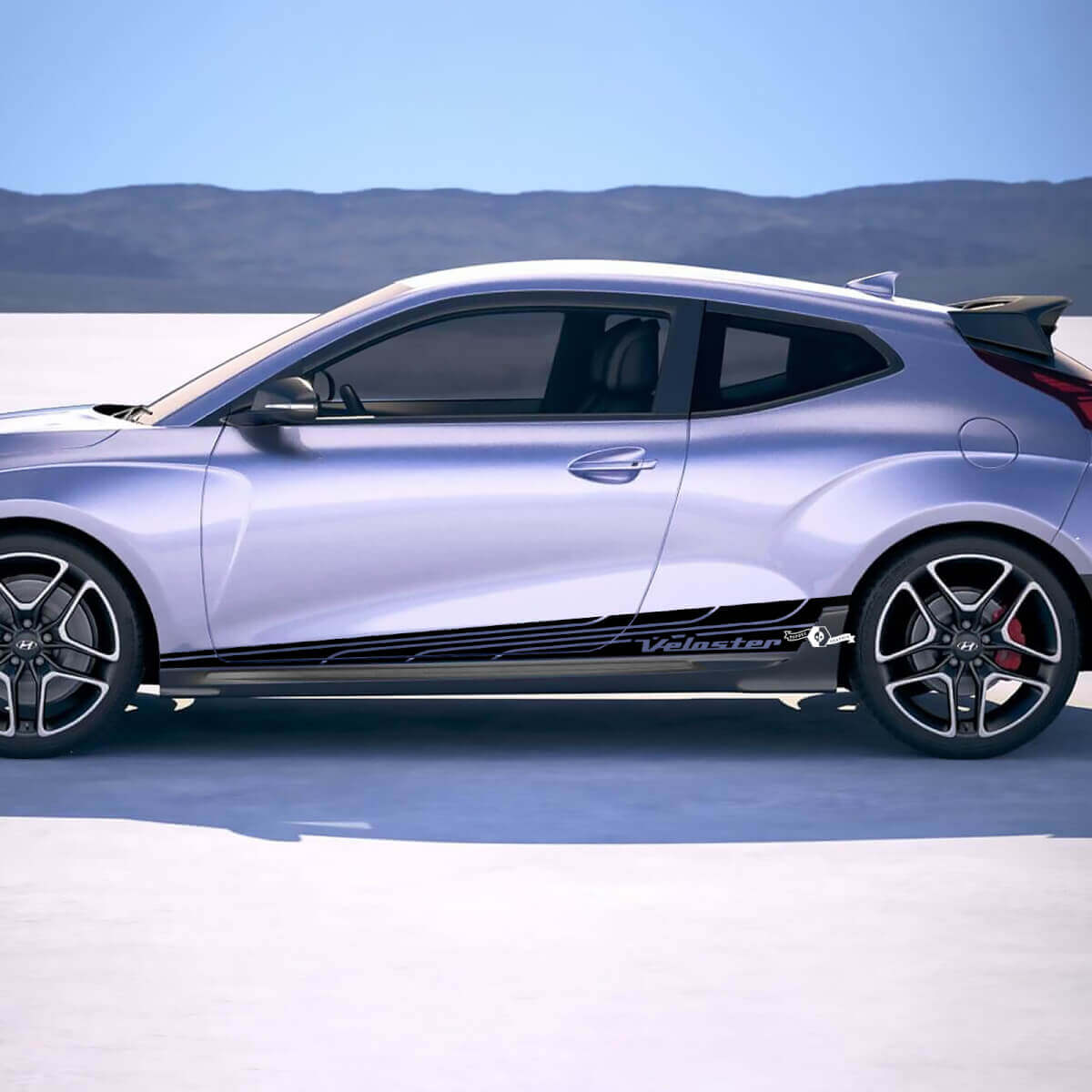 2x Türseitenflügel Rennstreifen Vinylaufkleber Aufkleber Aufkleber Passform für Hyundai Veloster
