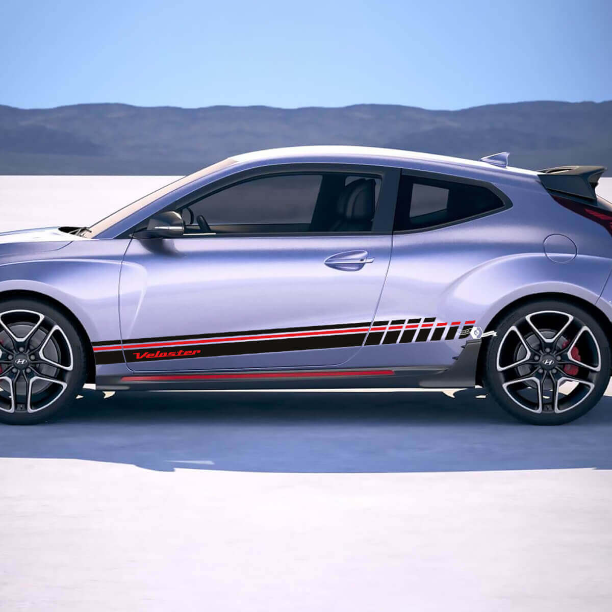 Seitenrennstrobe Streifen Vinylaufkleber Aufkleber Passform für Hyundai Veloster
