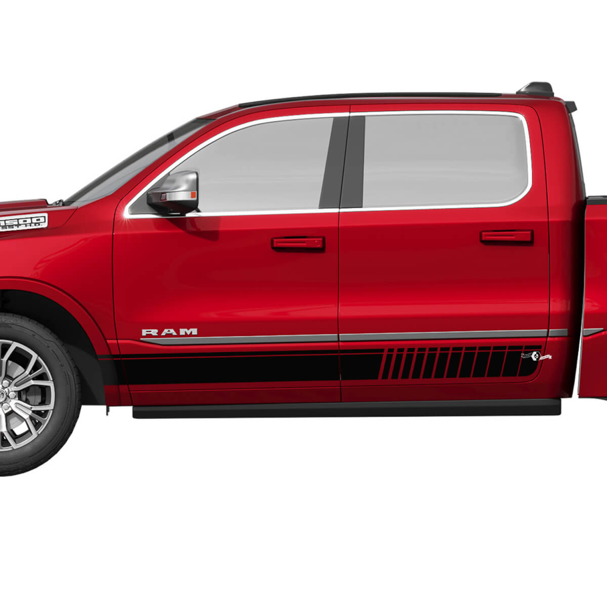 Seitentkolonplatten Streifen Vinyl -Aufkleber Aufkleber Grafik für Dodge Ram 1500
