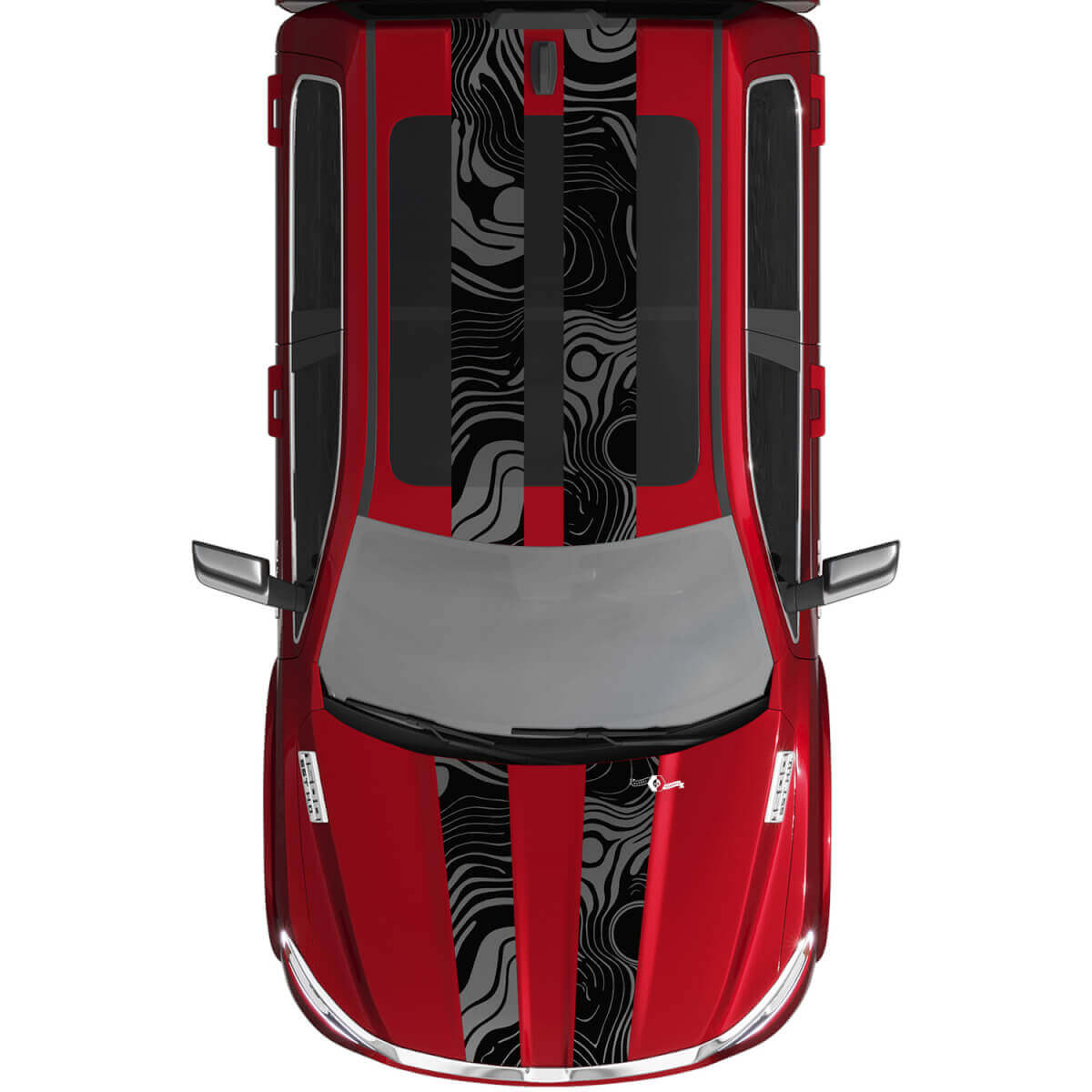 Dual Stripes Topografische Karte Vinyl -Aufkleber Aufkleber Grafik für Dodge Ram 1500 Wolfram
