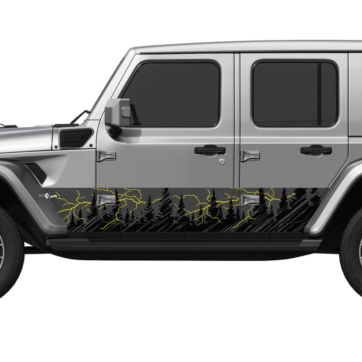 Berge Bäume Lightning Splash Wrap Seitentüren Vinyl Aufkleber Aufkleber Fit Jeep Wrangler
