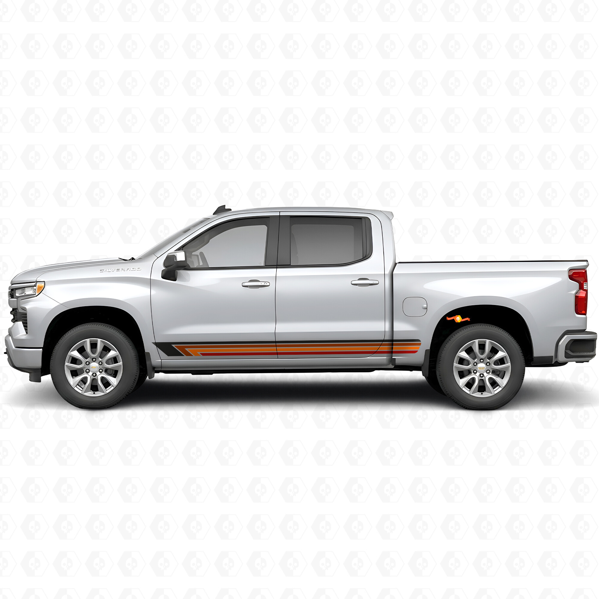 Vintage Band Tür- & Seitenschweller Vinyl-Streifen für Chevrolet Silverado 1500 T1XX 2019-2026