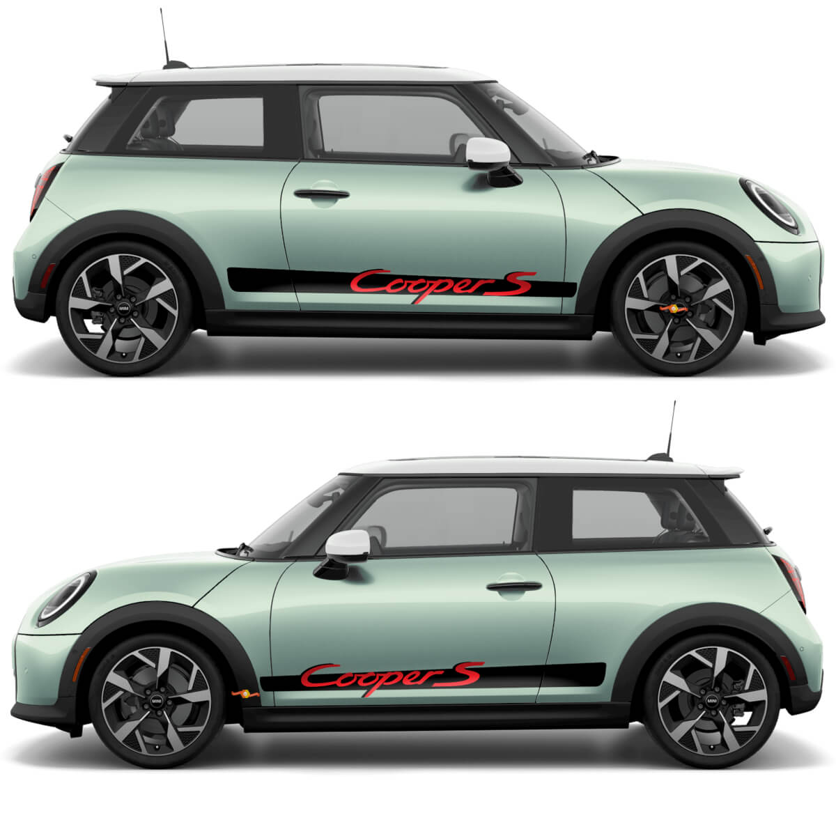 Mini Coopers Seitenstreifen -Schriftzug Porsche Style Grafik -Aufkleber
