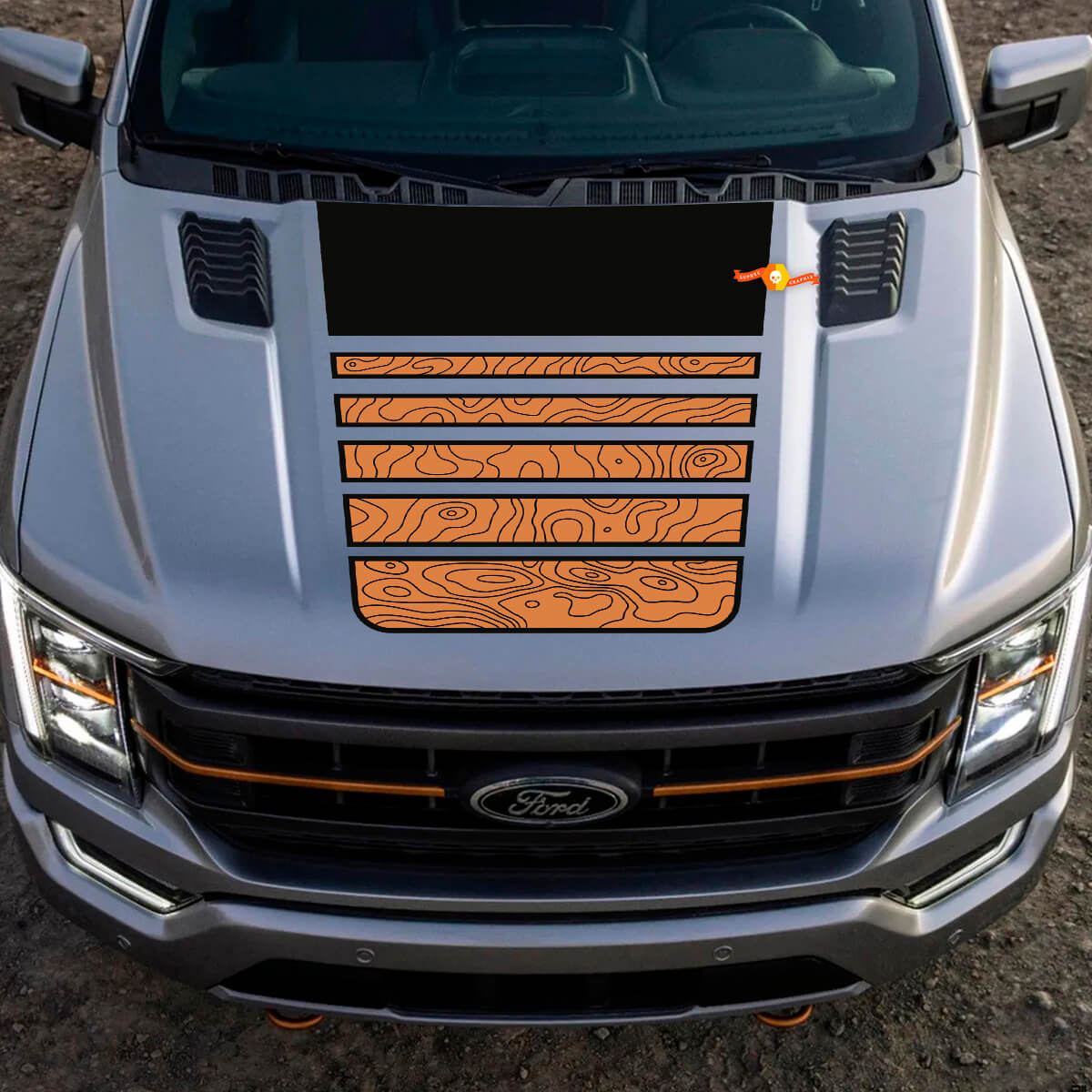 Ford F-150 Tremor Pickup Hood Central Graphics Topografische Karte Ford Vinyl Abziehbilder 2 Farben

