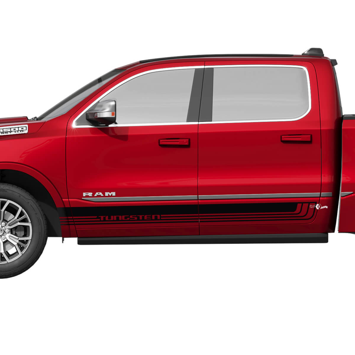 Seitentkernstreifen Vinyl -Aufkleber Aufkleber Grafik für Dodge Ram 1500 Wolfram 3

