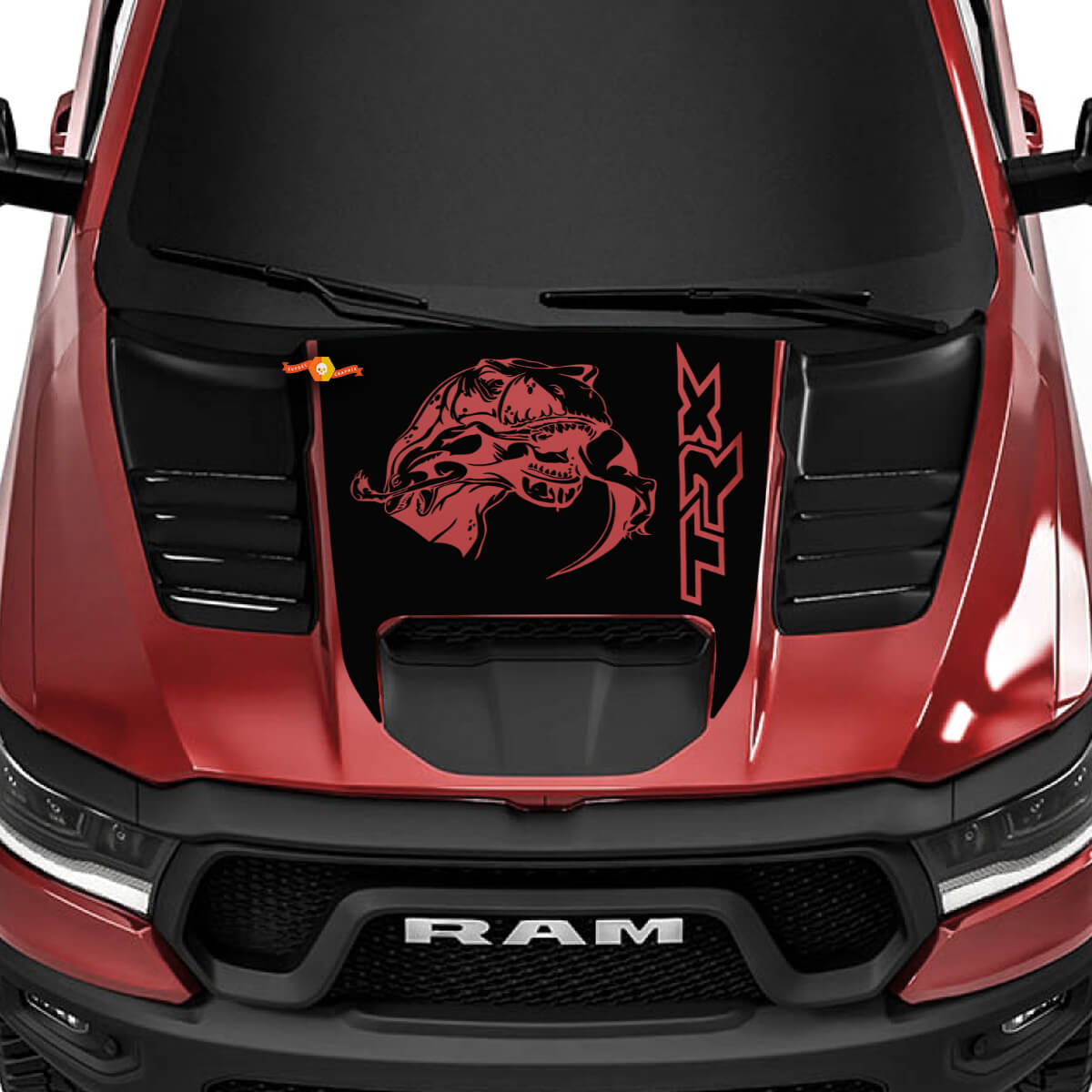 Hood T-Rex Eating Raptor Good Decal für Dodge Ram 1500 TRX Truck Vinyl-Aufkleber Grafik
