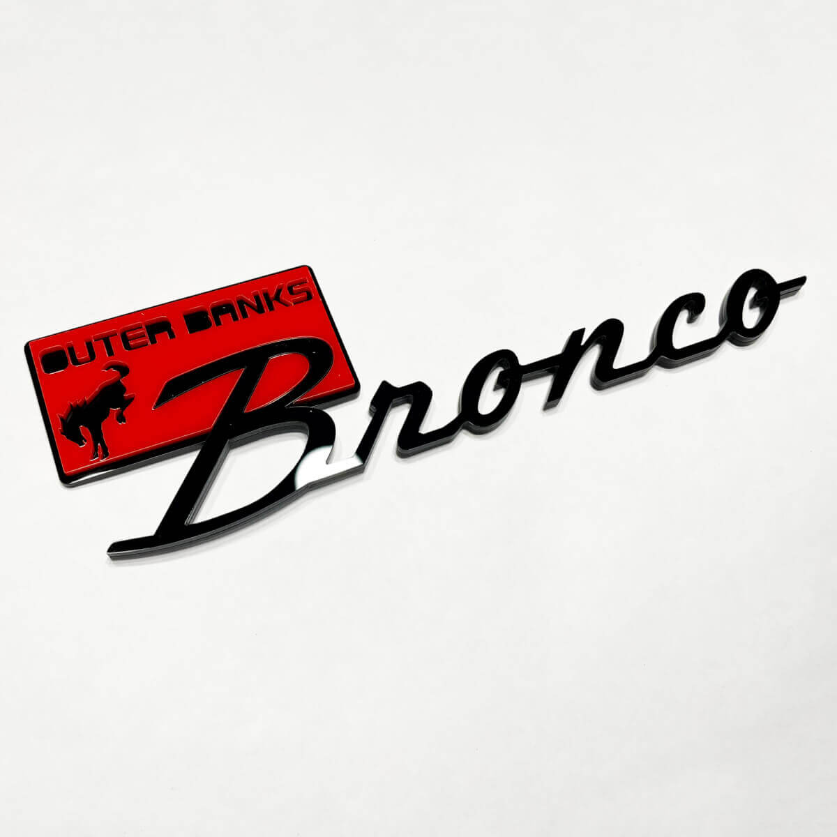 Bronco Outer Banks Fender Abzeichen Heckklappe Emblem 3D Abzeichen Rot gegen Schwarz
