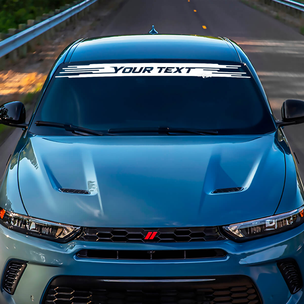 Benutzerdefinierte Beschriftung mit zerrissenen Kanten Windschutzscheiben Vinyl-Aufkleber für Dodge Hornet
