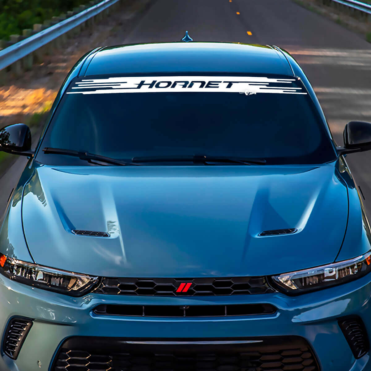 Windschutzscheibe Stripe Banner -Aufkleber - benutzerdefinierte Vinylgrafik für Dodge Hornet 2
