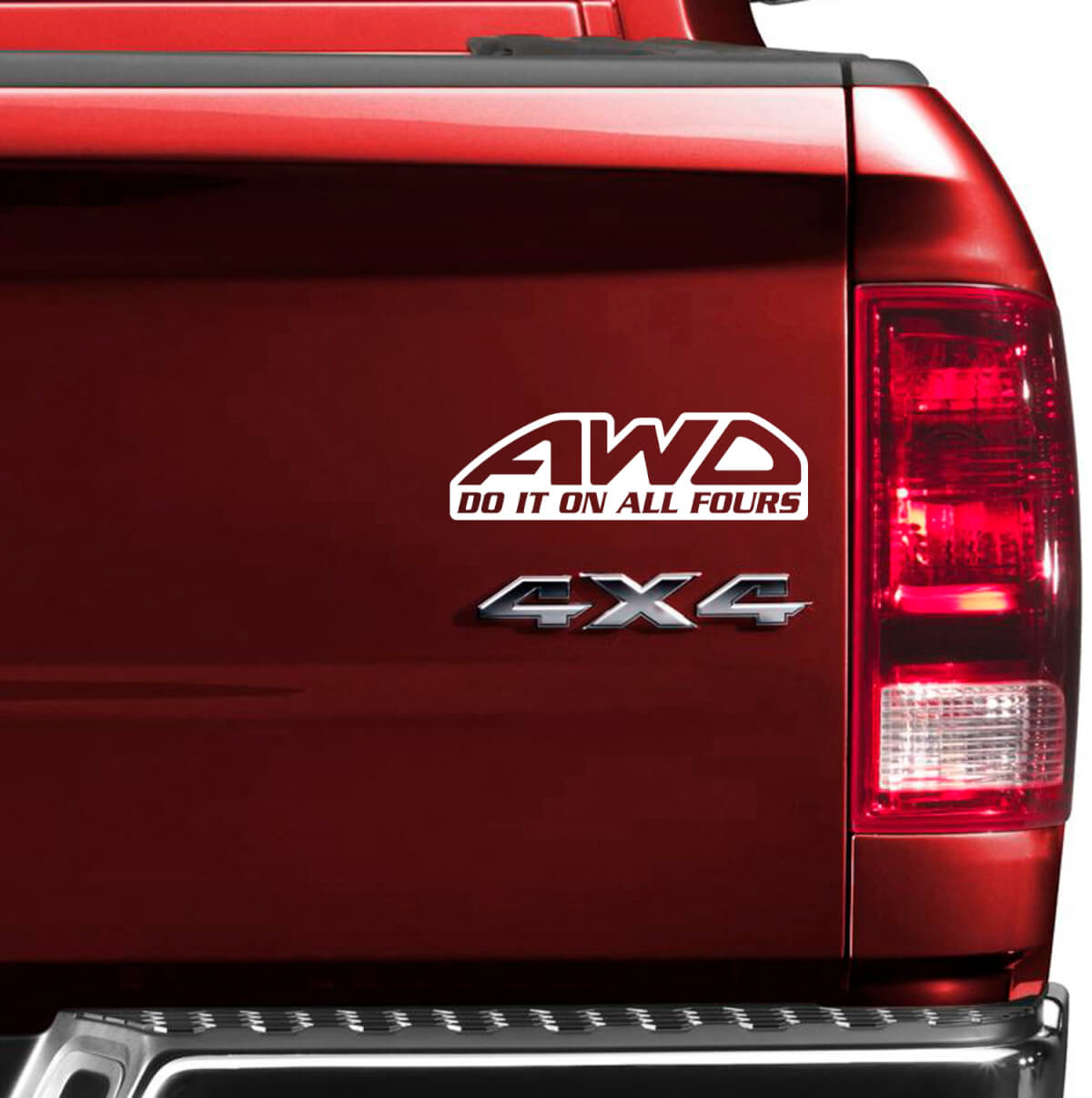 AWD Do It On All Fours Truck Heck Seiten Vinyl Aufkleber Set