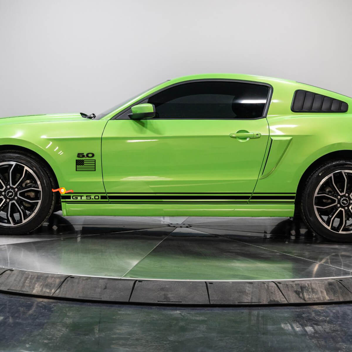 Rocker Panel 5.0 GT Stripe Kit mit US -Flagge Vinyl -Aufkleber für Ford Mustang
